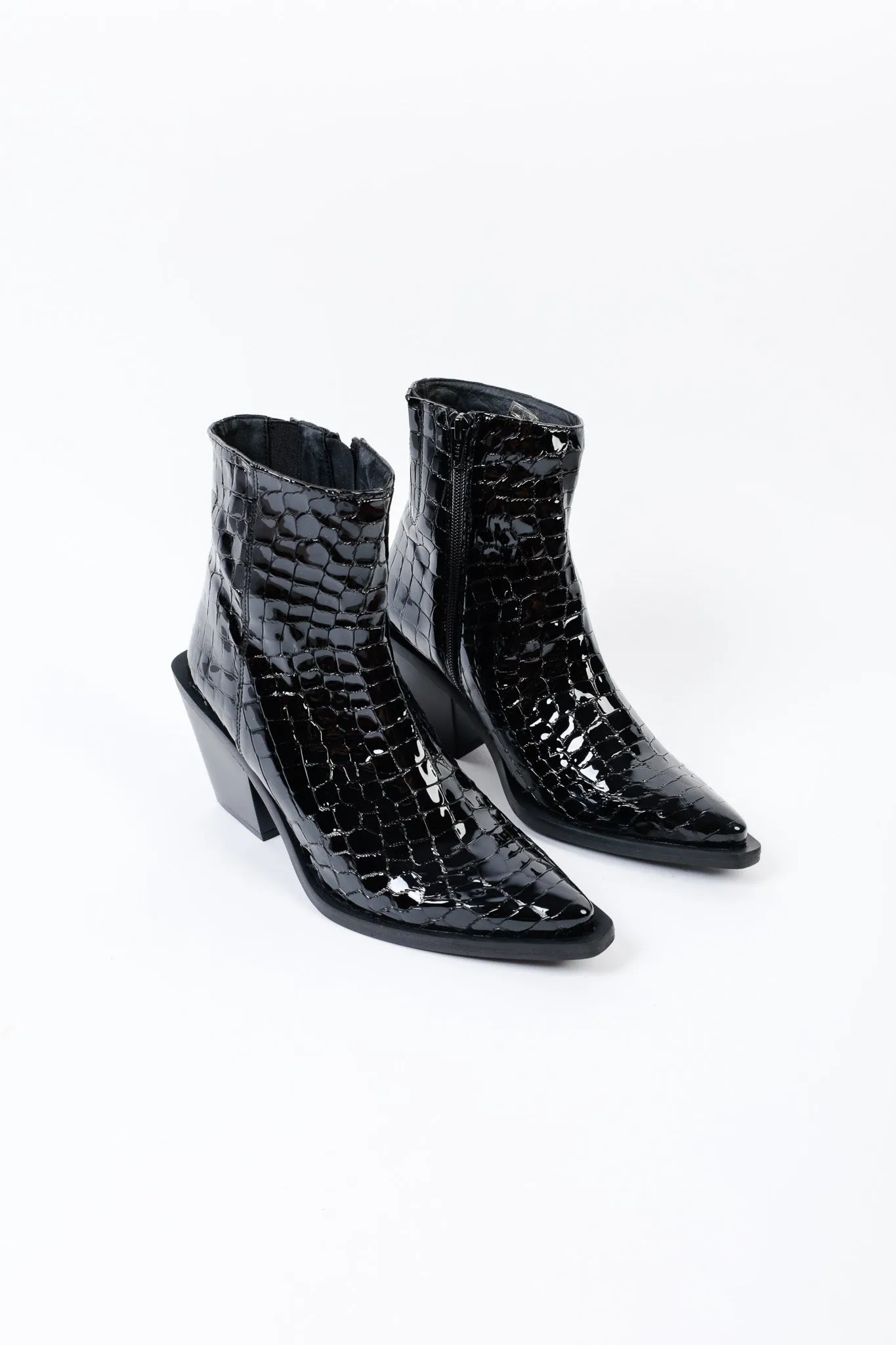 AURA COCO BLACK - Cowboy Ankle Boots with Mid-Block Heel