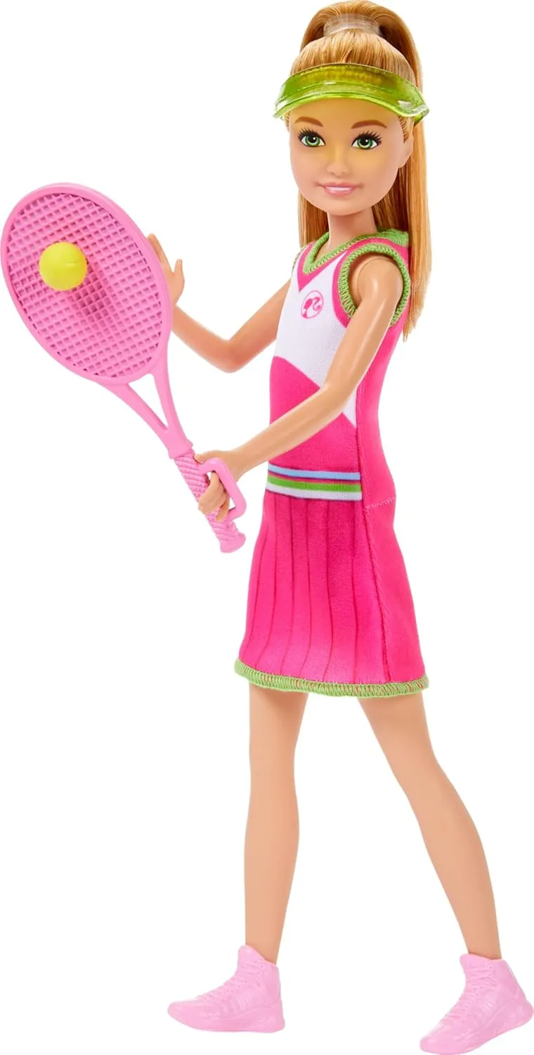 Barbie Stacie & Chelsea Tennis Playset with 2 Dolls & 5  Accessories Including Net with Swinging Ball Feature