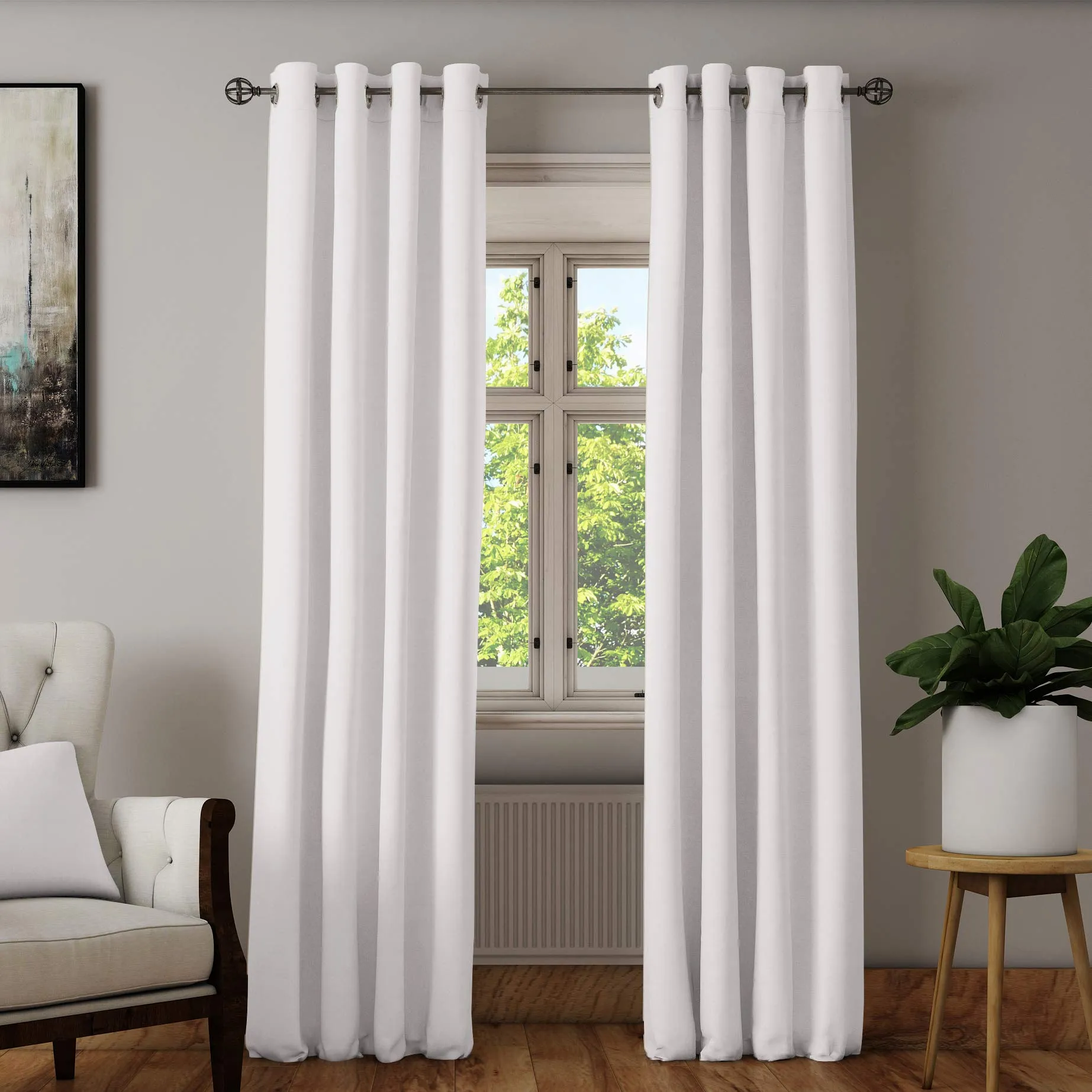 Encasa Homes Long Door Curtain Plain Colour - White - 1 Panel of (9 ft Long), Light Weight Pure Cotton Canvas, Light-Filtering Non-Blackout, for Living Room, Bedroom (Set of 1)