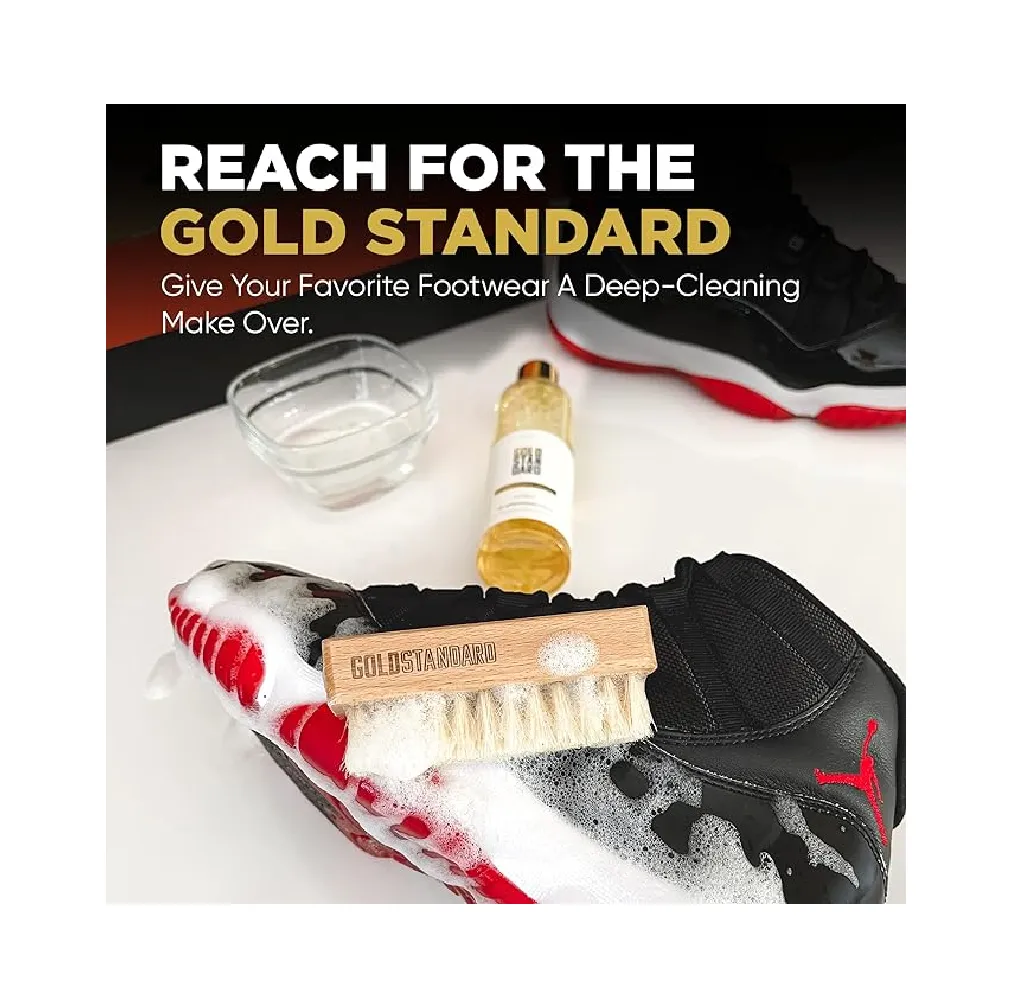 Gold Standard Premium Shoe Cleaning Kit | 4 Oz Cleans 100 Pairs | Shoe Cleaner Solution with Hog Hair Brush