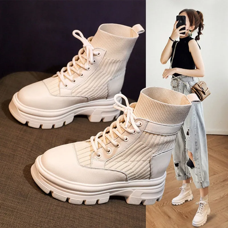 Hot Women Fashion Autumn and Winter Nude Boots 2022 New Casual Women Shoes Short Boots Woman British Style Botas De Mujer