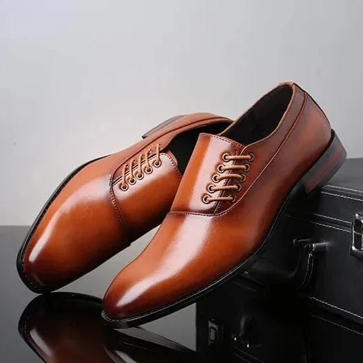 Leather Square Toe Lace-up Men's Oxford Dress Shoes