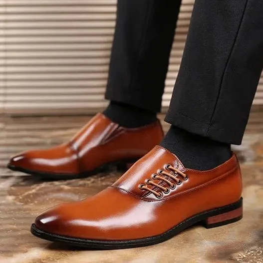 Leather Square Toe Lace-up Men's Oxford Dress Shoes