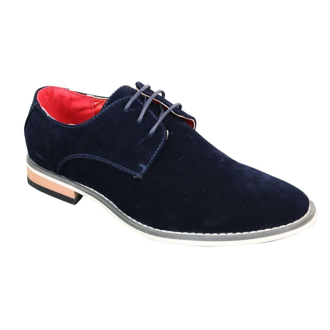 Mens Suede Smart Casual Oxford Shoes Laced Brown Black Blue