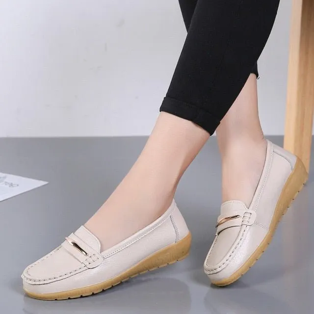 OLOME Lovely Leather Loafer Shoes