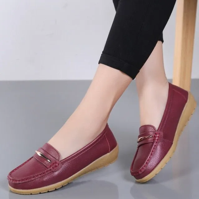 OLOME Lovely Leather Loafer Shoes