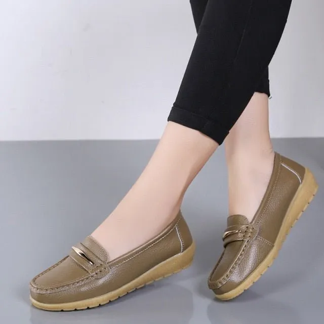 OLOME Lovely Leather Loafer Shoes