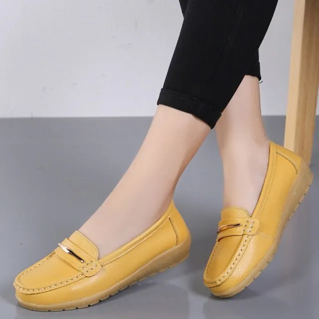 OLOME Lovely Leather Loafer Shoes