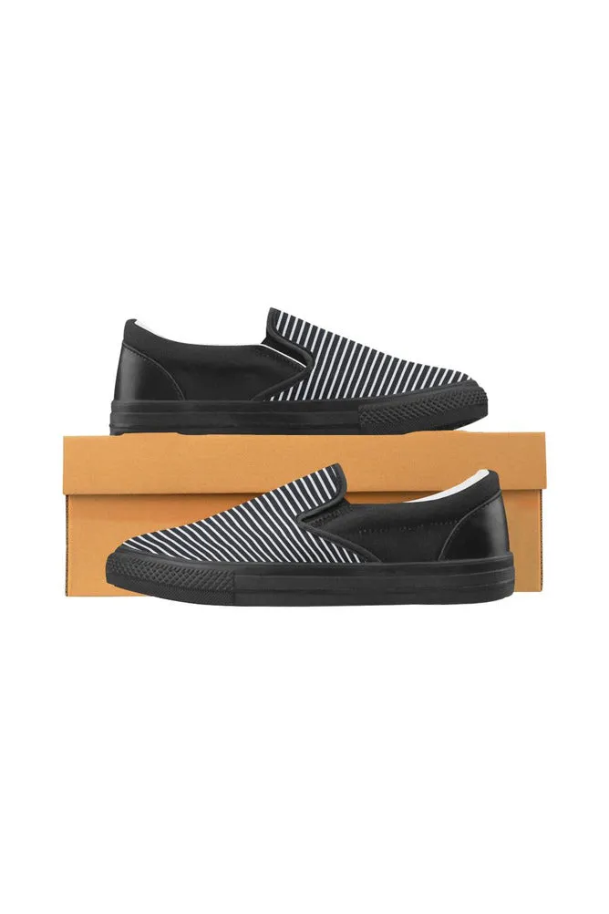 Stripes Men's Slip-on Canvas Shoes (Model 019)