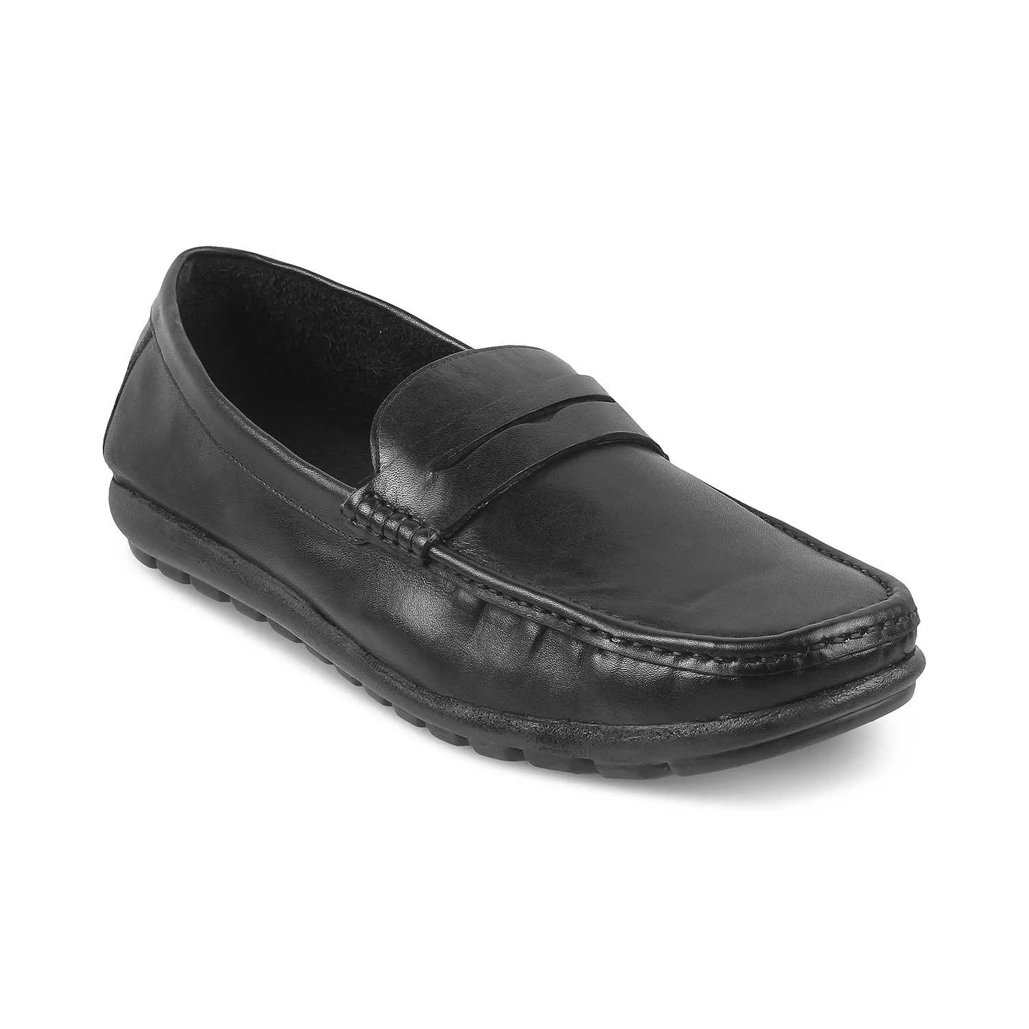 The Argento Black Men's Leather Loafers Tresmode