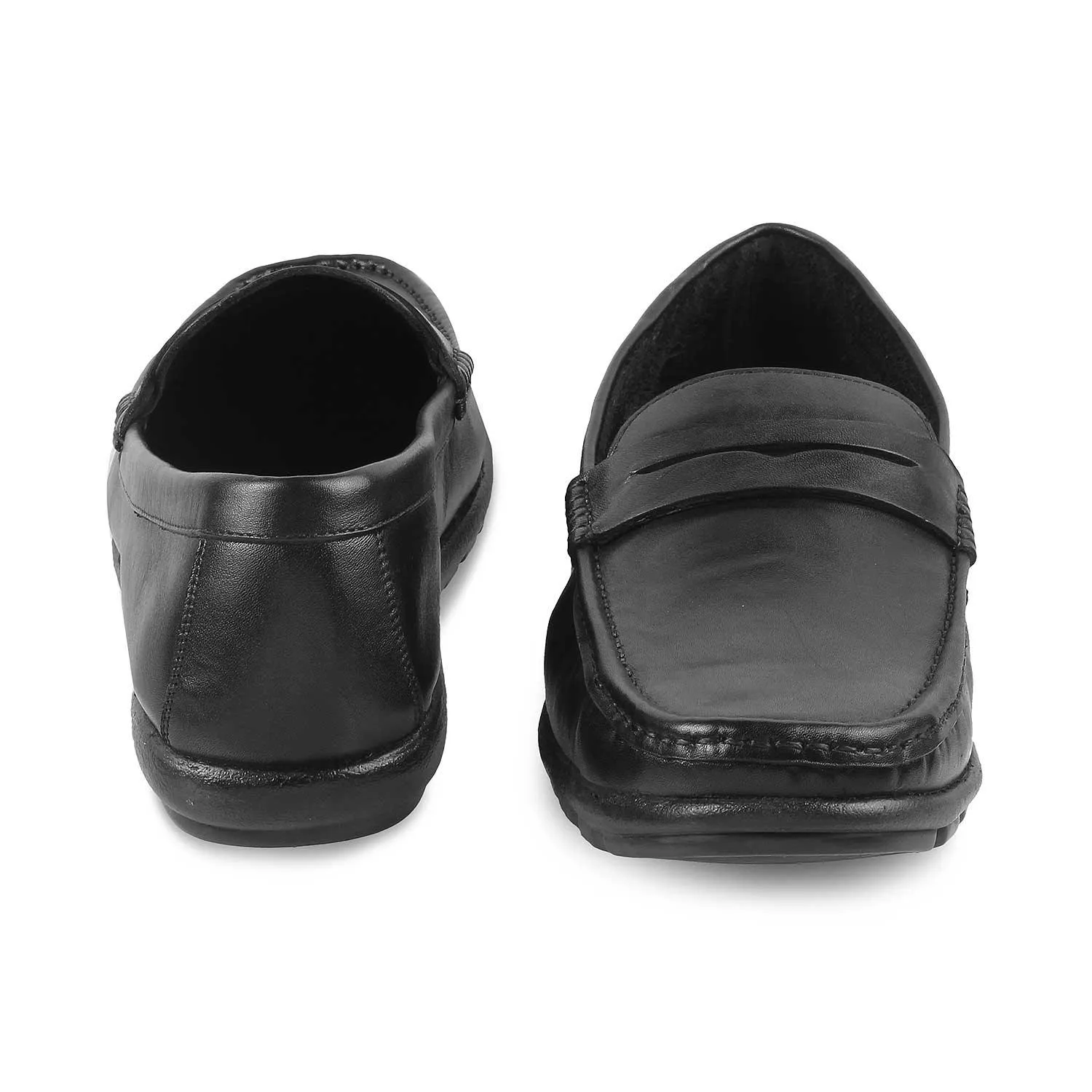 The Argento Black Men's Leather Loafers Tresmode