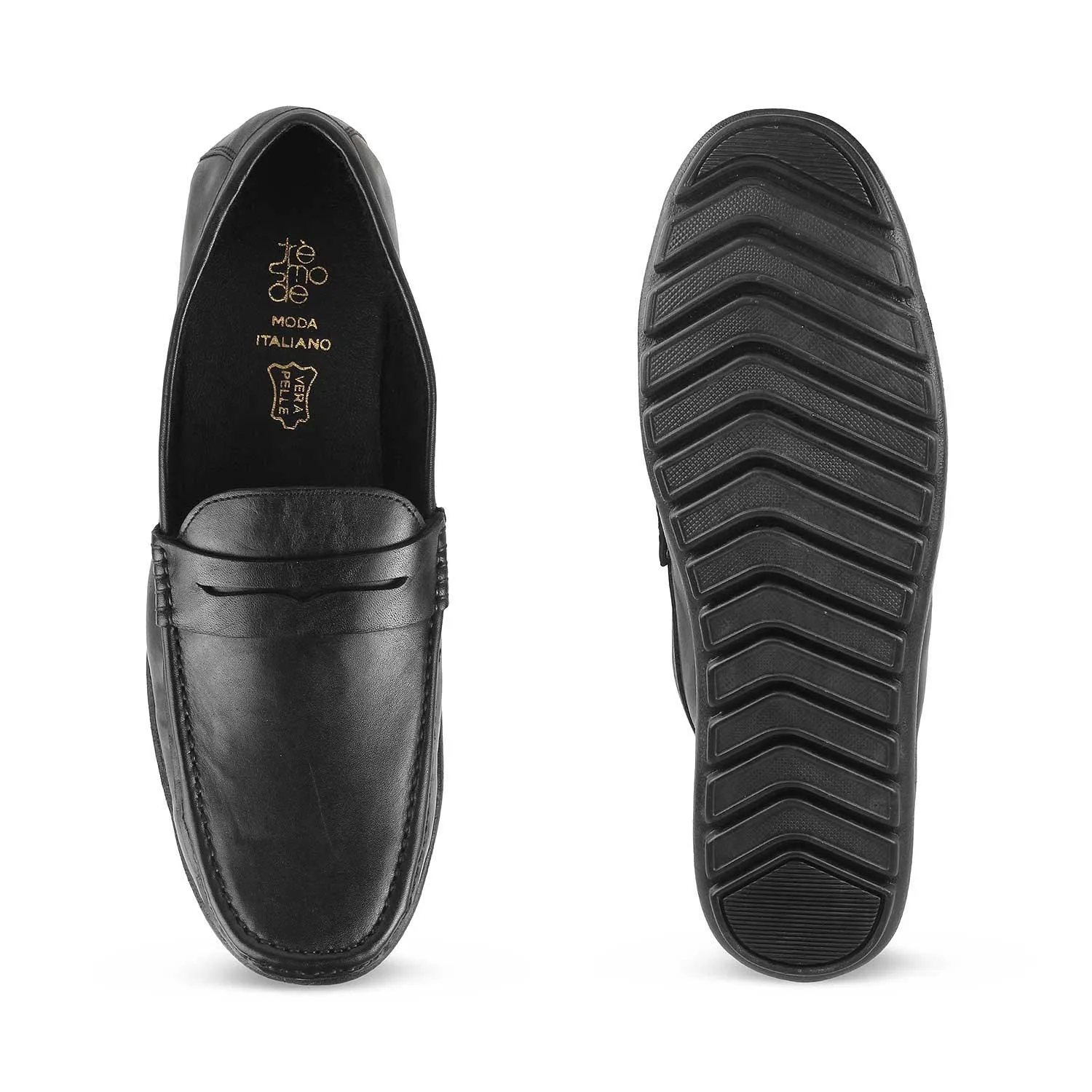 The Argento Black Men's Leather Loafers Tresmode