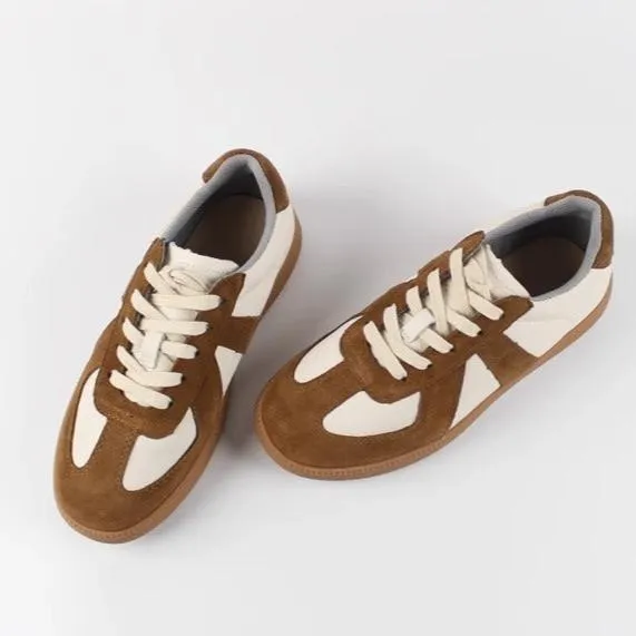 Womens Leather Casual Lace Up Retro Sneakers Comfortable Tennis