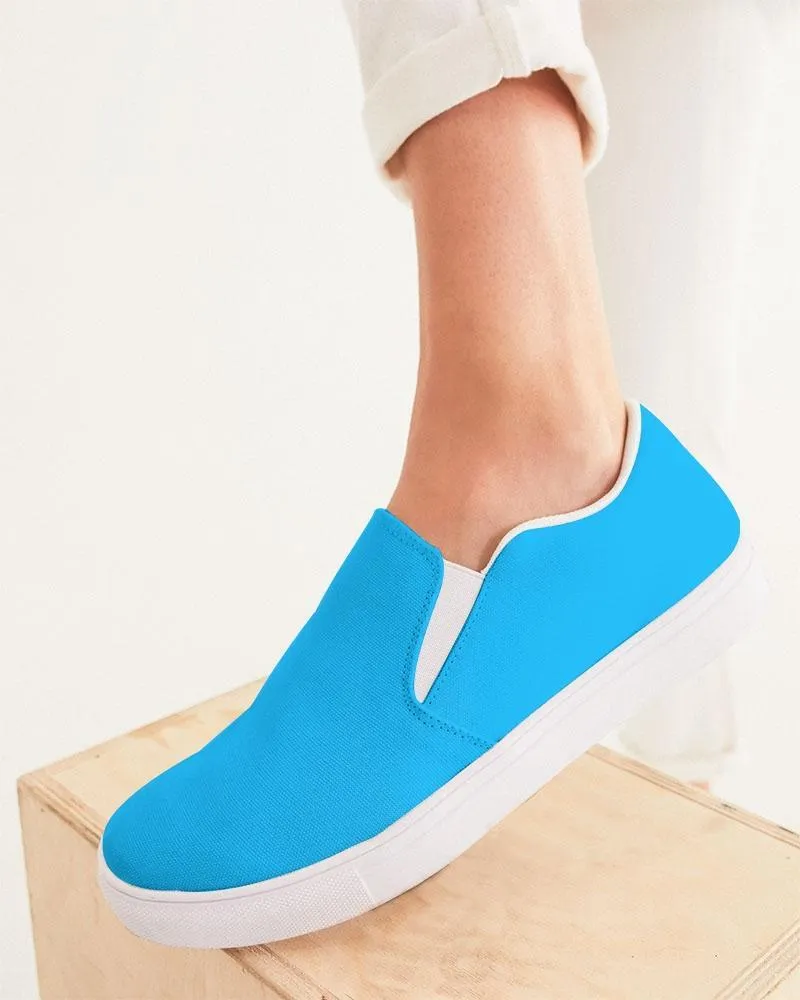 Women's Sneakers / Vibrant Blue Low Top Slip-on Canvas Sports Shoes