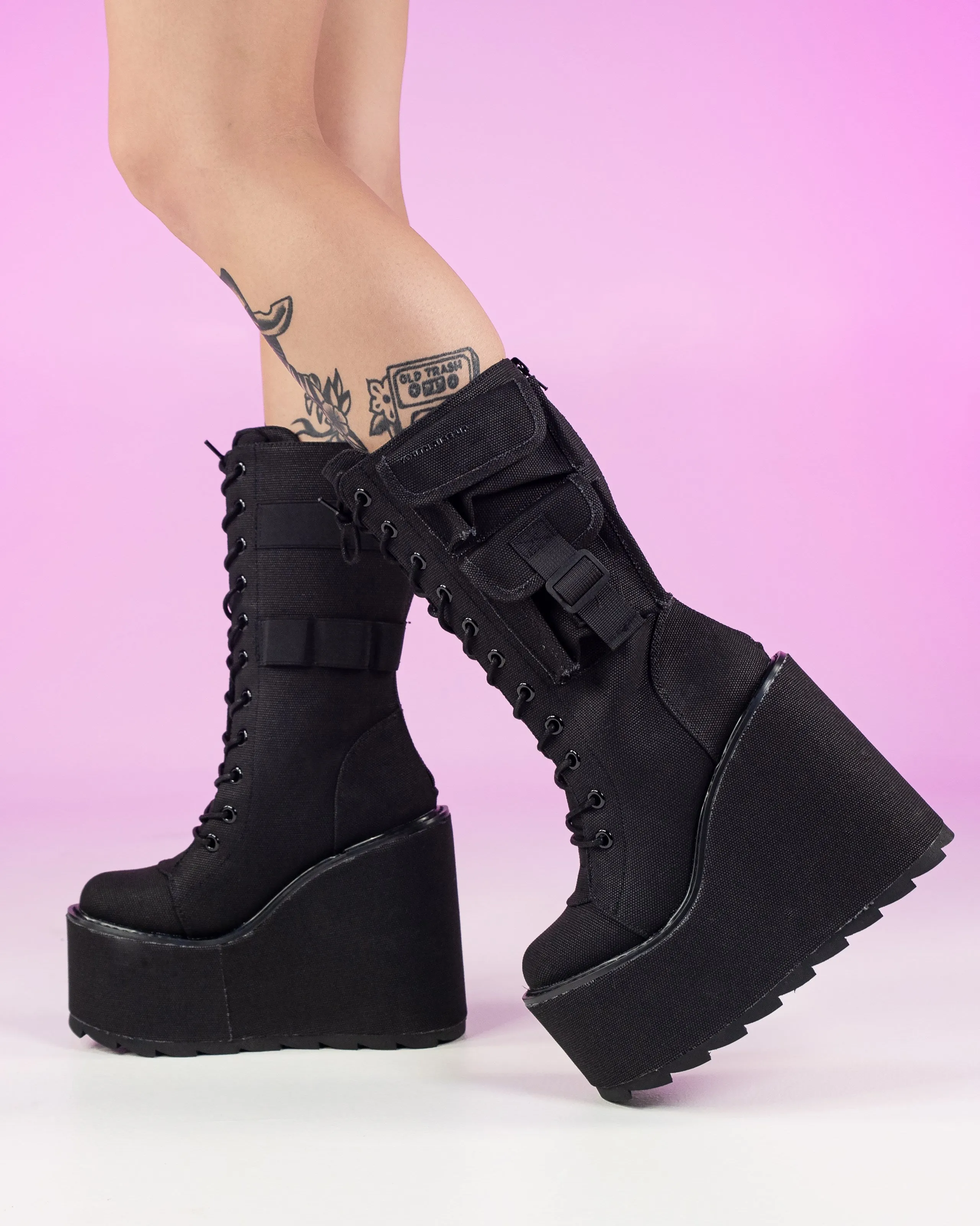 YRU Dune Desert Black Platform Shoes