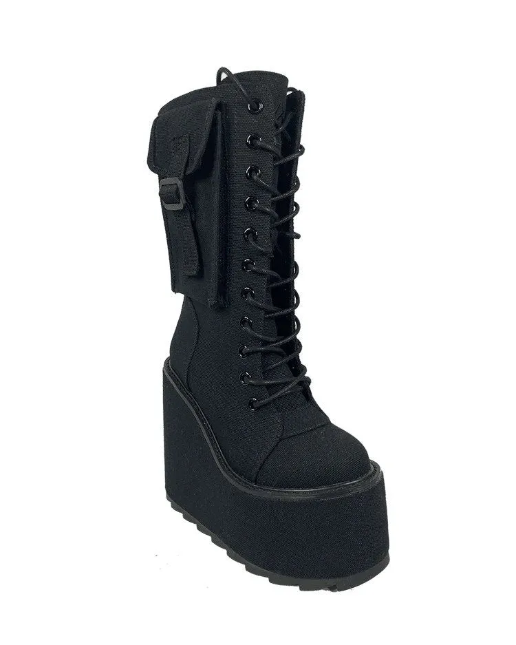 YRU Dune Desert Black Platform Shoes