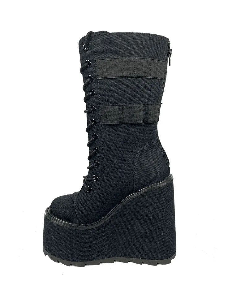 YRU Dune Desert Black Platform Shoes