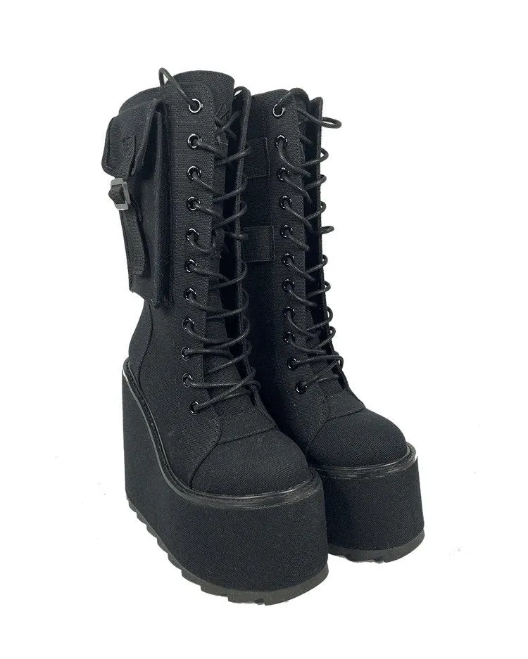 YRU Dune Desert Black Platform Shoes