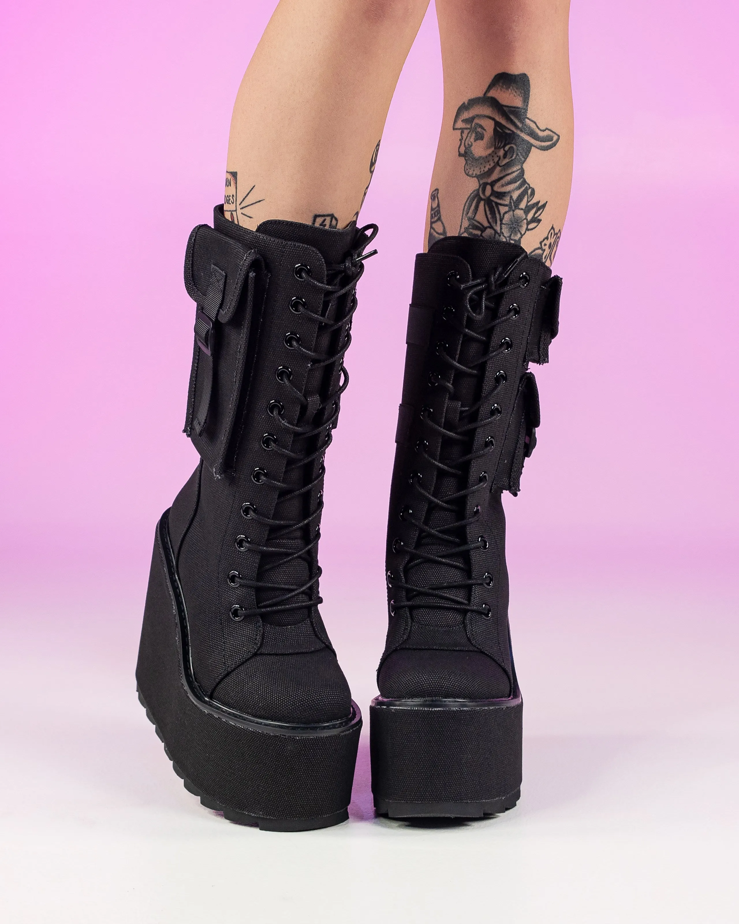 YRU Dune Desert Black Platform Shoes